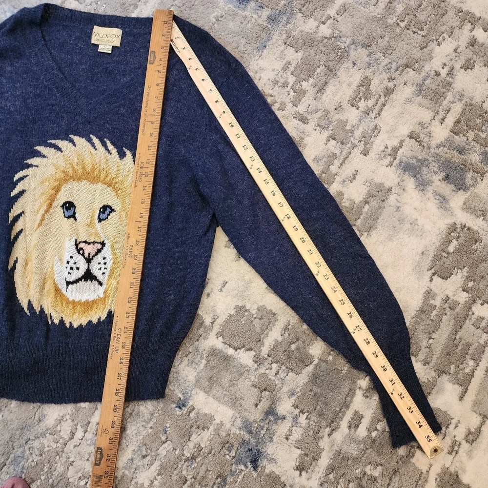 Wildfox‎ oversized wool-blend blue lion lightweight knit sweater XS